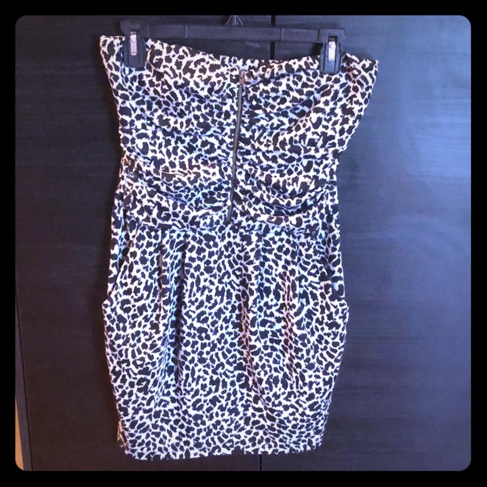 Strapless Animal Print Dress with Pockets